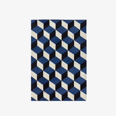 Olivia's Asiatic Carpets Arlo Machine Knitted Rug Blue Block - 160 x 230cm