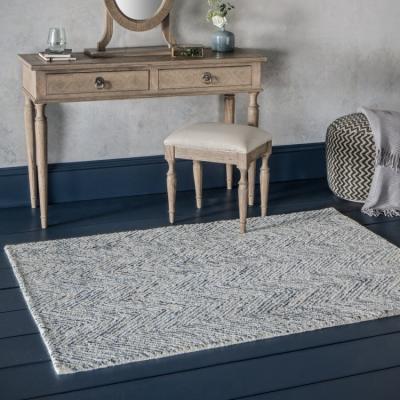 Olivia's Gallery Interiors Inca Herringbone Textured Rug in Cream & Blue | Outlet