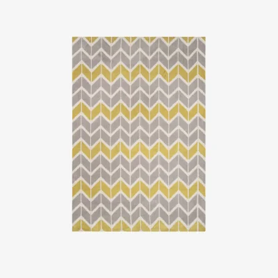 Olivia's Asiatic Carpets Arlo Machine Knitted Rug Chevron Lemon / Grey - 100 x 150cm