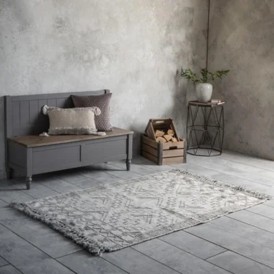 Olivia's Gallery Direct Peru Tassled Texture Rug in Off White & Grey
