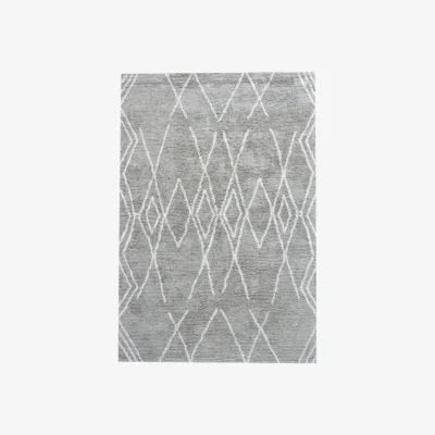 Olivia's Libra Caylus Table Tufted Silver & Ivory Pattern Viscose Cotton Rug