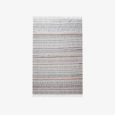 Olivia's Libra Andujar Hand Woven Pit Loom Grey & Blush Pattern Cotton Rug