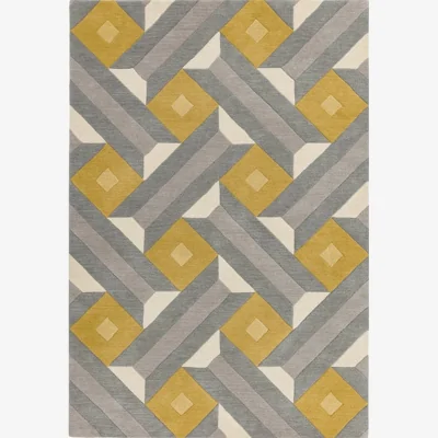 Olivia's Asiatic Carpets Reef Handtufted Rug Motif Ochre Grey - 120 x 170cm