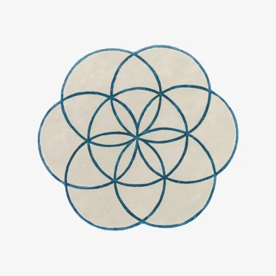 Olivia's Asiatic Carpets Lotus Hand Tufted Rug Blue - 200 x 200cm