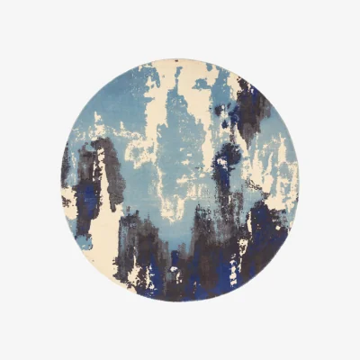 Olivia's Asiatic Carpets Saturn Hand Woven Rug Blue Circle - 200 x 200cm