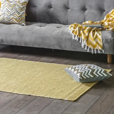 Olivia's Gallery Direct Cotton Woven Rug Linear Ochre