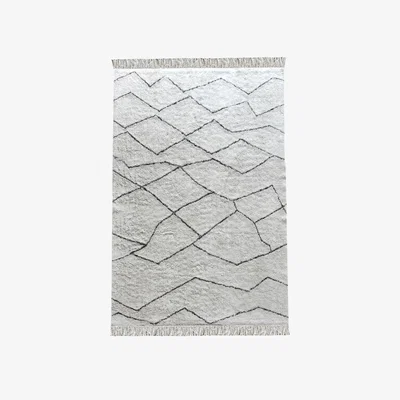 Olivia's Libra Luxurious Glamour Collection - Ahun Table Tufted Ivory & Charcoal Pattern Cotton Rug