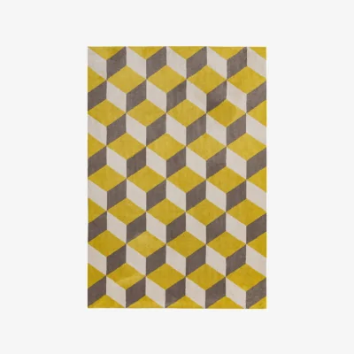 Olivia's Asiatic Carpets Arlo Machine Knitted Rug Yellow Block - 100 x 150cm