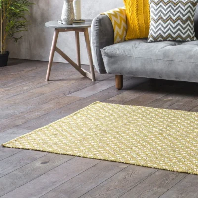 Olivia's Gallery Direct Cotton Woven Rug Diamond Cross Ochre