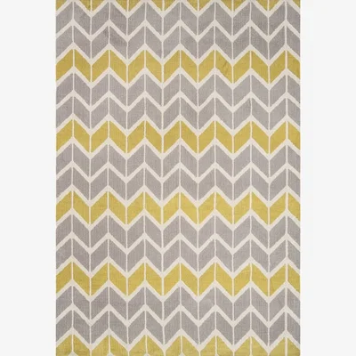 Olivia's Asiatic Carpets Arlo Machine Knitted Rug Chevron Lemon / Grey - 200 x 300cm