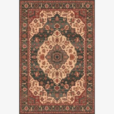 Downtown Mastercraft 4377/400 Kashqai Wool Wilton Rug - Green - 200cm x 300cm