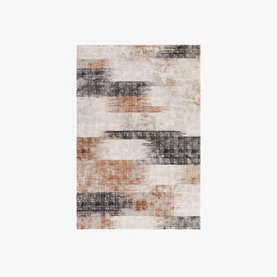 Downtown Asiatic Kuza Lines - Terracotta - 200x290cm - Orange/Black/White