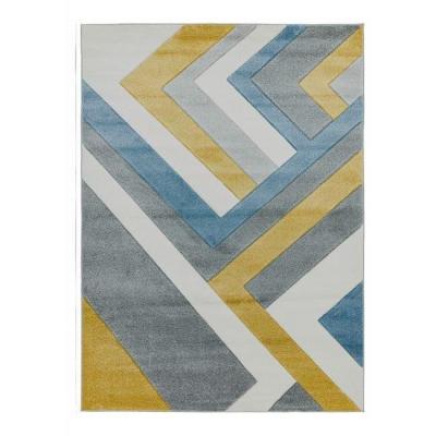 Downtown Asiatic Sketch Linear SK09 Rug - Grey Multi - 160x230cm, Geometric - Grey/Blue/White/Yellow