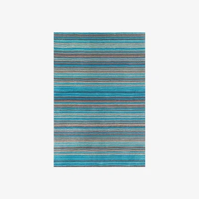 Downtown Melrose Carter Striped Wool Rug - Teal - 200cm x 285cm