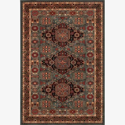 Downtown Mastercraft Kashqai 4308/400 Wool Royal Rug - Green/Red - 67cm x 275cm Runner
