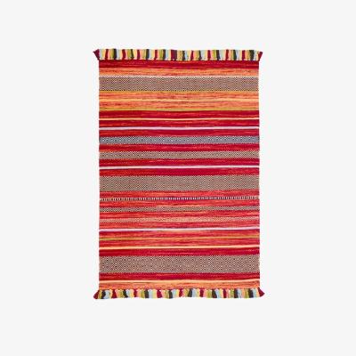 Downtown Oriental Weavers Kelim Stripe Red Rug - 160cm x 230cm, Cotton, Striped - Red/Orange