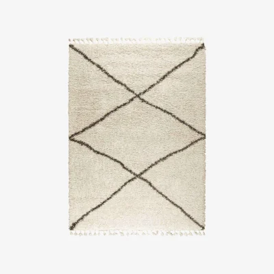 Downtown Mastercraft Twilight 039-0004/6933 Shaggy Fringed Rug - Cream/Black - 120cm x 170cm