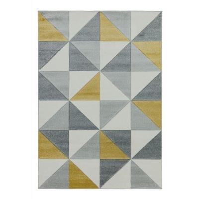 Downtown Asiatic Sketch Cubic SK06 Rug - Ochre - 200x290cm, Geometric - Grey/Cream/Beiges/Yellow
