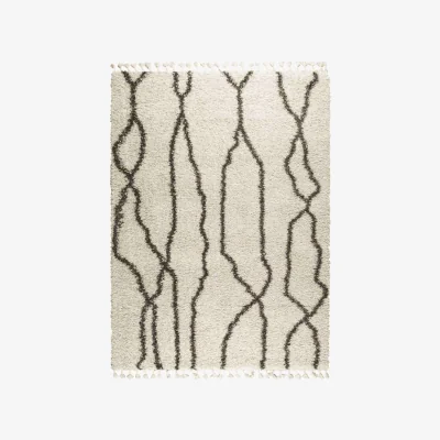 Downtown Mastercraft Twilight 039-0006/6933 Fringed Shaggy Rug - Cream/Black - 120cm x 170cm