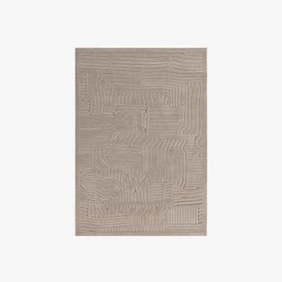 Downtown Asiatic Valley Route Geometric 3D Rug - Natural Beige - 120cm x 170cm