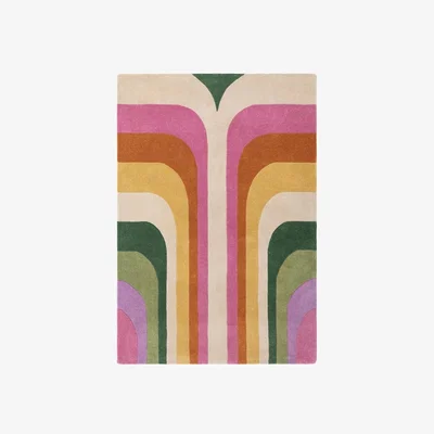 Downtown Asiatic Romy 01 Retro Geometric Rug - Pink - 120cm x 170cm