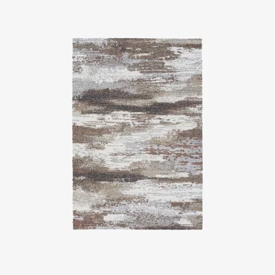 Downtown Mastercraft 023-0381/6787 Mehari Heatset Shaggy Rug - Brown/Grey - 160cm x 230cm