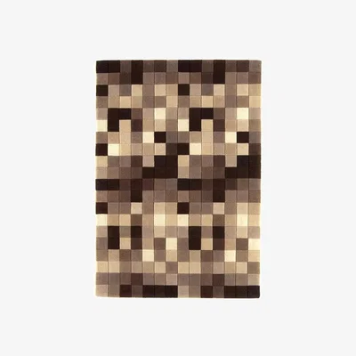 Downtown Asiatic Funk Boxes 06 Rug - Natural - 140x200cm, Wool, Geometric - Brown/Cream/Beige