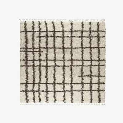 Downtown Mastercraft Twilight 039-0002/6933 Shaggy Fringed Rug - Cream/Black - 133cm x 195cm