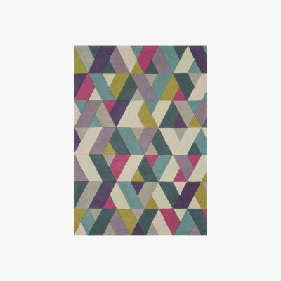Downtown Asiatic Funk Chevron 02 Rug Blue Green - 120x170cm, Wool, Geometric - Blue/Green/Pink/Cream