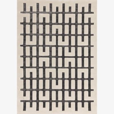 Downtown Asiatic Valley Junction Geometric 3D Rug - Charcoal/Ivory - 200cm x 290cm