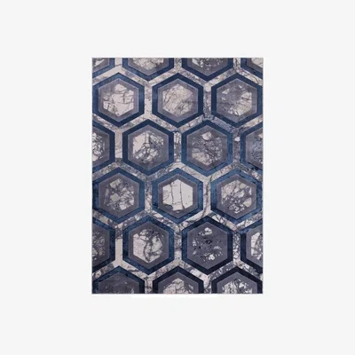 Downtown Asiatic Aurora AU19 Rug - Hexagon - 080x150cm - ["Silver","Navy","Grey","Blue"]