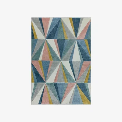Downtown Asiatic Sketch Diamond SK04 Rug - Multi - 120x170cm, Geometric - Blue/Pink/Grey/Yellow