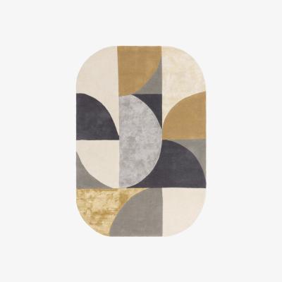 Downtown Asiatic Matrix MAX76 Oval Rug - Sunset - 160cm x 230cm, Wool - Grey/Navy/Yellow