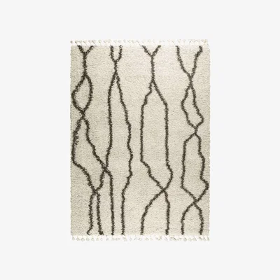 Downtown Mastercraft Twilight 039-0006/6933 Fringed Shaggy Rug - Cream/Black - 80cm x 150cm