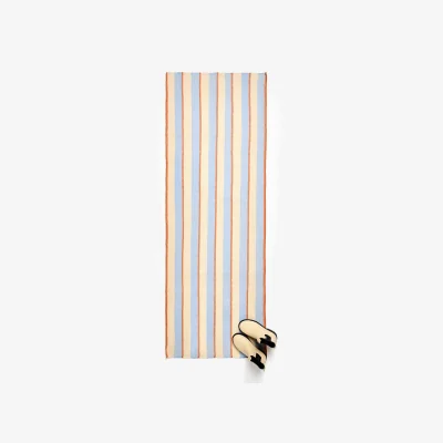 Oliver Bonas Blue & Orange Stripe Woven Runner Rug 200x70cm