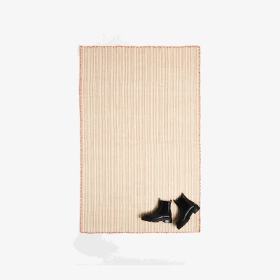 Oliver Bonas Cereza Orange Striped Wool Blend Rug 180x120cm