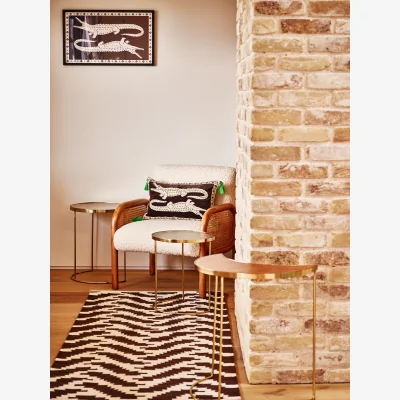 Oliver Bonas Zebra Handwoven Black Cotton Runner Rug 200x80cm