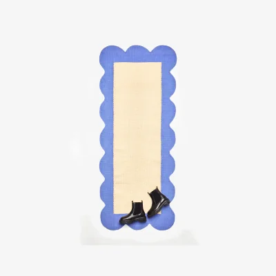 Oliver Bonas Cecily Handwoven Scalloped Blue Runner Rug 80x200cm