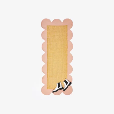 Oliver Bonas Cecily Handwoven Scalloped Mustard Runner Rug 200x80cm