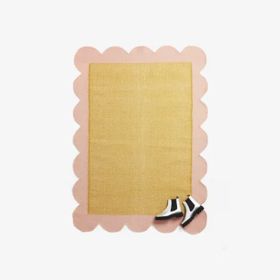 Oliver Bonas Cecily Handwoven Scalloped Yellow Rug 140x200cm