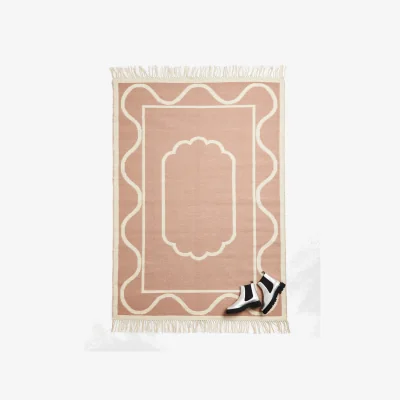 Oliver Bonas Mae Pink Handwoven Jacquard Rug 140x200cm