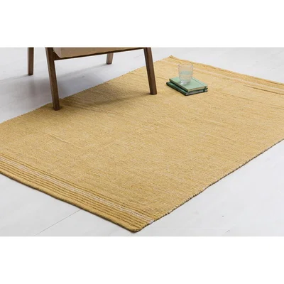 Perch and Parrow Niklaus Hand-Woven Linear Rug in Ochre