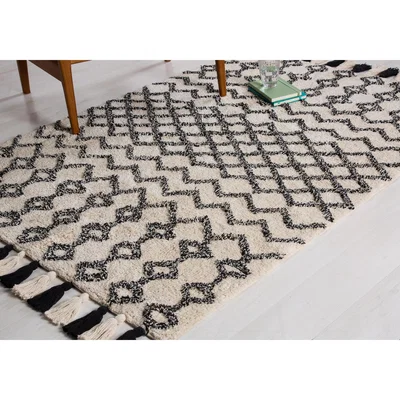 Perch and Parrow Ryder Cream Tassel Rug, Small