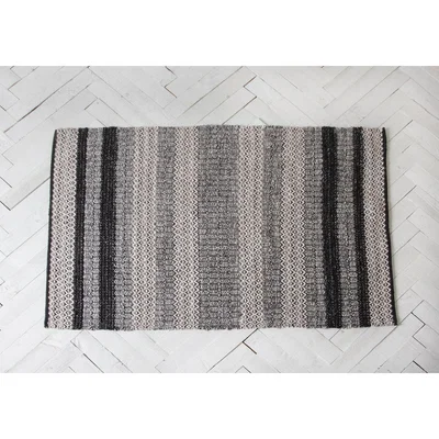 Perch and Parrow Gaia Handwoven Striped Rug in Monochrome