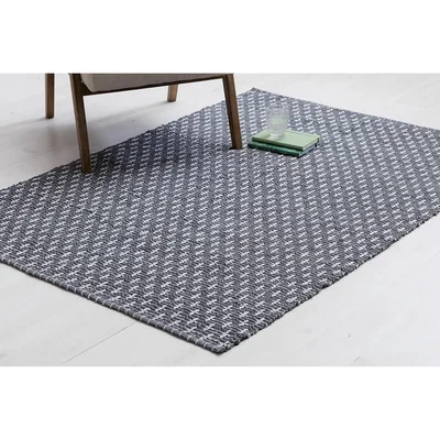 Perch and Parrow Andrea Hand-Woven Diamond Pattern Rug in Charcoal