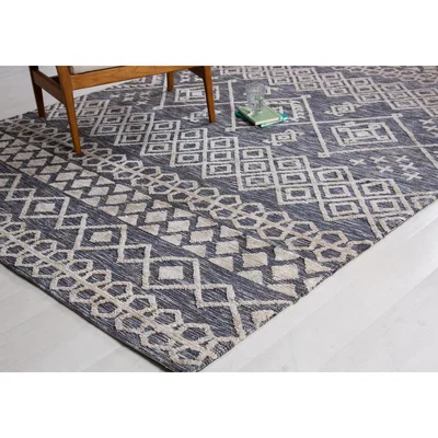 Perch and Parrow Sierra Charcoal Patterned Rug, Large