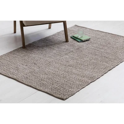 Perch and Parrow Alice Hand-Woven Chevron Rug in Taupe