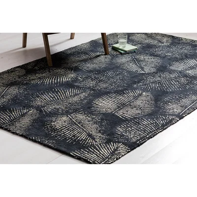 Perch and Parrow Kailani Leaf Rug in Charcoal