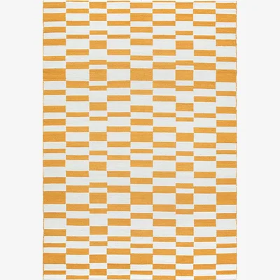 Perch and Parrow Cipher Jacquard Rug in Mustard, Large