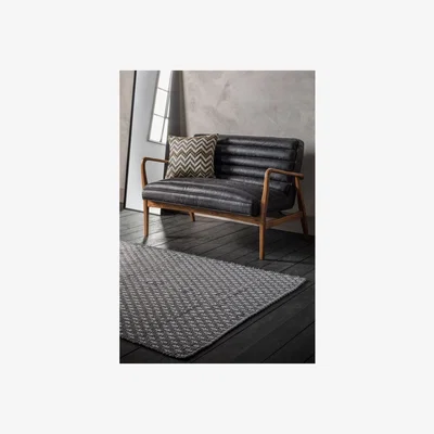 Pagazzi Cotton Woven Rug Slub Black and White 170cmx120cm